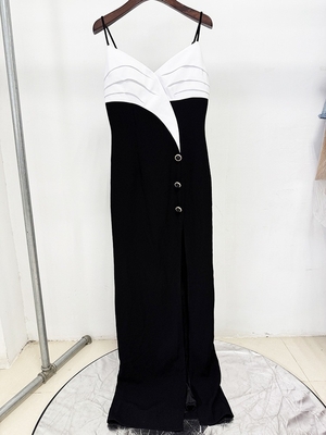 SB3429 Kimshein Sexy Sleeveless Maxi Dance Party Dress Fashion Black Evening Gown High Slit for Women's Elegant Occasion
