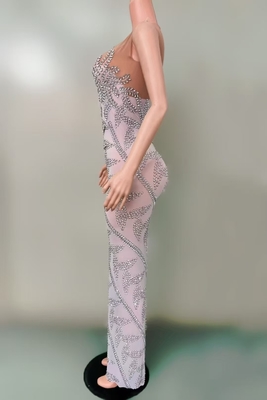 None AD2469 Fashionable and Sexy Handmade Beaded Dress Luxurious Elegant Summer White Crystal Floral Dress for Women