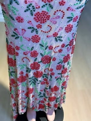Women's Latest Fashion Party Dress with Crystal Embellishments and Mesh Fabric in Floor-Length Design