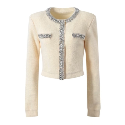 KD2339 Women's Business Suit 2-Piece Set of Knit Long Sleeve Top and Mini Skirt in Wool Fabric for Professional Look