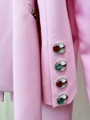 kimsheinfashion SR2386 2-Piece Luxurious Women's Spring Suit Set with Office Formal Wear and End Water Diamond Long Suit