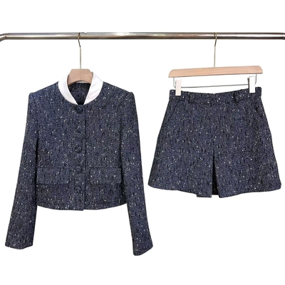 SR2381 Women's Spring/Autumn Dress Suit Including Long-Sleeved Blazer and Dress Set in Polyester/Cotton Material