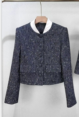 SR2381 Women's Spring/Autumn Dress Suit Including Long-Sleeved Blazer and Dress Set in Polyester/Cotton Material