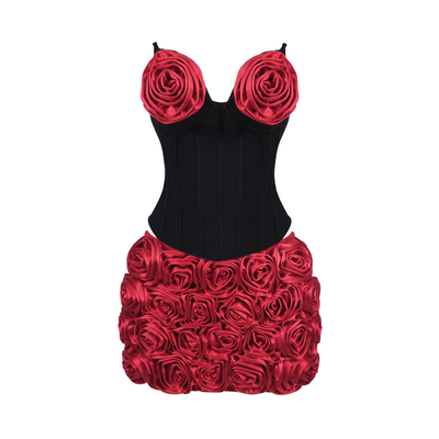 Short Length Strapless Neckline Kimshein SS2373 Fashionable Women's Luxurious 3D Flower Bandage Set