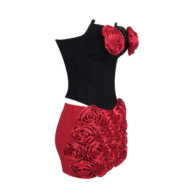 Short Length Strapless Neckline Kimshein SS2373 Fashionable Women's Luxurious 3D Flower Bandage Set