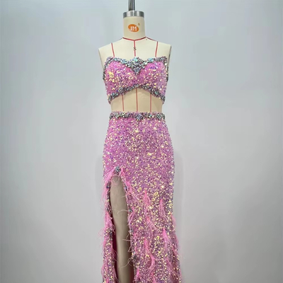 SS2370 Summer Women's Two-Piece Set Elegant and Sexy Shiny Fabric Slim Fit Perfect for Evening Parties Fast 7-Day Sample