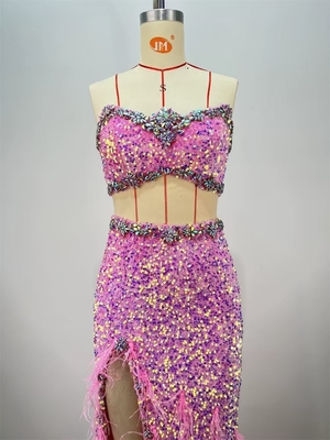 SS2370 Summer Women's Two-Piece Set Elegant and Sexy Shiny Fabric Slim Fit Perfect for Evening Parties Fast 7-Day Sample