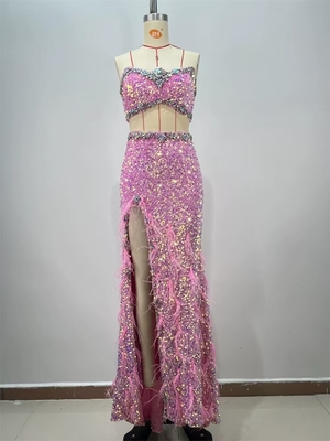 SS2370 Summer Women's Two-Piece Set Elegant and Sexy Shiny Fabric Slim Fit Perfect for Evening Parties Fast 7-Day Sample