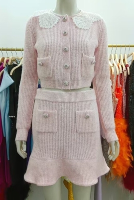 Guangdong Produced All Seasons Women's Knitted Clothing Set KD2267 Sweet and Fashionable Two-Piece for Everyday Wear