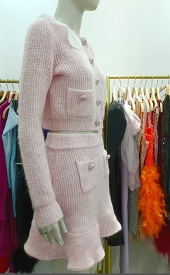 Guangdong Produced All Seasons Women's Knitted Clothing Set KD2267 Sweet and Fashionable Two-Piece for Everyday Wear