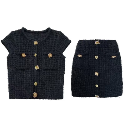 Kimshein KD2290 Gold Sin Fashion Celebrity Two-Piece Set Sophisticated Summer Dress and Matching Outfit in Woven Fabric