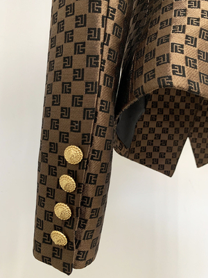 Polyester Filled BA2294 Women's Elegant Double Breasted Suit Jacket with Personalized Coat of Arms and V-Neck Collar