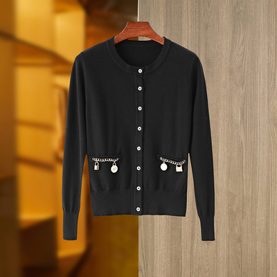 BLAZER BA2242 Spring Women's Round Neck Long Sleeve Knit Top Elegant Shirt Wool Cardigan Must-Have for Every Wardrobe