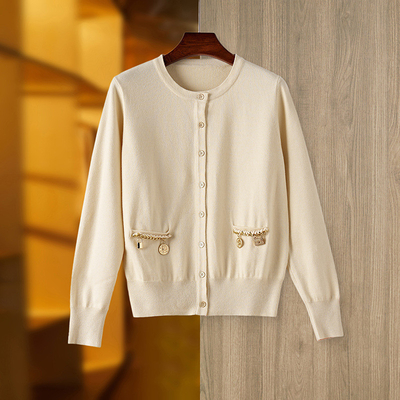 BLAZER BA2242 Spring Women's Round Neck Long Sleeve Knit Top Elegant Shirt Wool Cardigan Must-Have for Every Wardrobe
