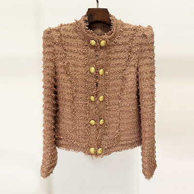 BA2249 Women's Fashionable Sports Jacket with Woolen Stand Collar Made of Polyester/Cotton Oversized Design Material