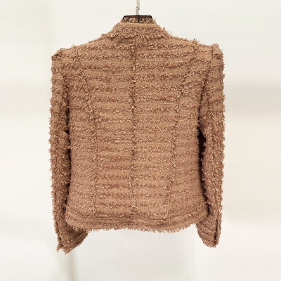 BA2249 Women's Fashionable Sports Jacket with Woolen Stand Collar Made of Polyester/Cotton Oversized Design Material