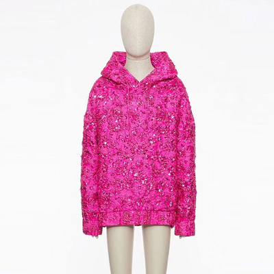 KIMSHEIN BA2257 Women's Floral Party Hooded Jacket Fashion Sport Jacket for Fashionable Ladies