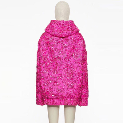 KIMSHEIN BA2257 Women's Floral Party Hooded Jacket Fashion Sport Jacket for Fashionable Ladies