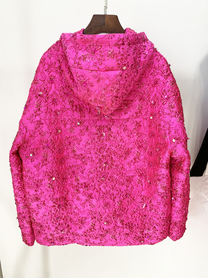 KIMSHEIN BA2257 Women's Floral Party Hooded Jacket Fashion Sport Jacket for Fashionable Ladies