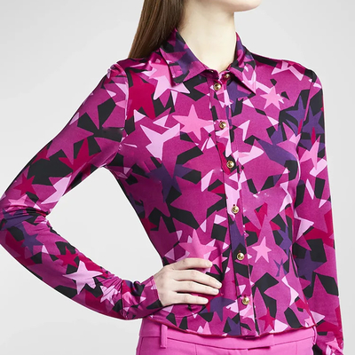BA2286 Women's Short Sleeve Elegant Color Blouse with Material and Craftsmanship