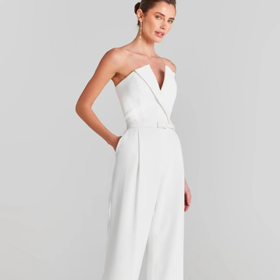 Summer 2021 Women's Sexy Deep V-Neck Two-Piece Jumpsuit Pearl Tight Bodysuit with Regular Sleeves and None Craft Design