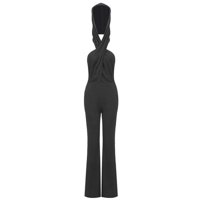 1 Piece Minimum Order Elegant Black JB2242 Spandex Jumpsuit for Women in Sexy Club Sleeveless Fashion Backless Party Wear