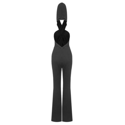 1 Piece Minimum Order Elegant Black JB2242 Spandex Jumpsuit for Women in Sexy Club Sleeveless Fashion Backless Party Wear