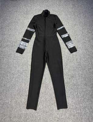 JB2240 Classic Women's Crystal Jumpsuit for Women's Diamond Jumpsuit Game Uniform 220g Fabric Weight Minimum Order 1 Piece