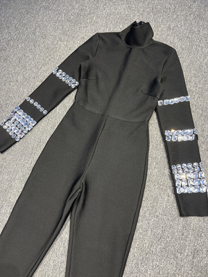 JB2240 Classic Women's Crystal Jumpsuit for Women's Diamond Jumpsuit Game Uniform 220g Fabric Weight Minimum Order 1 Piece