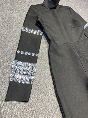 JB2240 Classic Women's Crystal Jumpsuit for Women's Diamond Jumpsuit Game Uniform 220g Fabric Weight Minimum Order 1 Piece