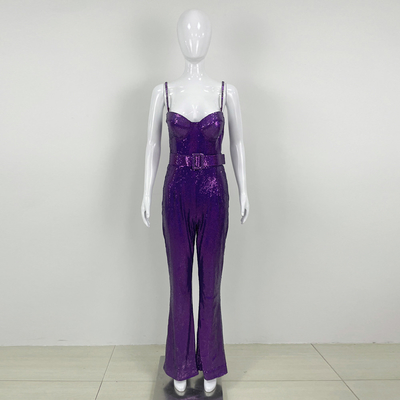 JB2241 Kimshein Sequin Jumpsuit Sleeveless Clothing for Women Party Elegant Fashion Breathable Stock/
