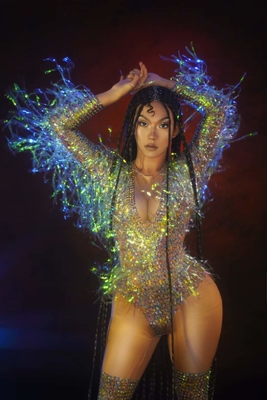 AD1174 Stage Costume for Women Shiny Fringe Tassel Water Diamond Tight Dress from Guangdong