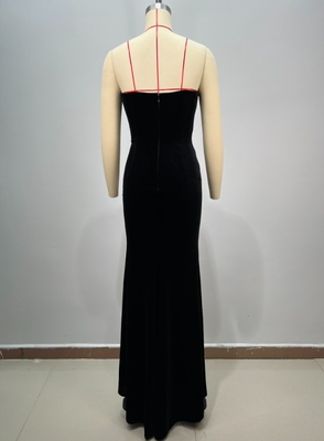 ED2746 Luxurious Velvet Evening Gown with Swarovski Crystal and Strapless Collar Detail