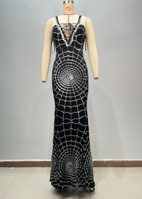 ED2744 Elegant Velvet Dress with Shimmer for Women's Party Evening Gown Floor Length All Seasons Formal Dress Long Sleeve