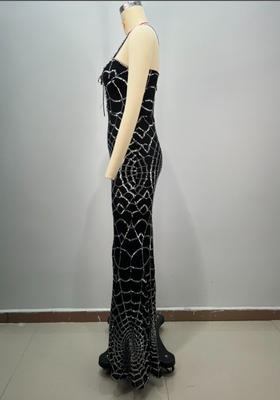 ED2744 Elegant Velvet Dress with Shimmer for Women's Party Evening Gown Floor Length All Seasons Formal Dress Long Sleeve