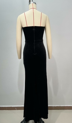 ED2741 Velvet Crystal Rhinestone Women's Ball Gown Formal Evening High Slit Long Dress Sexy Prom Dress for Formal Event