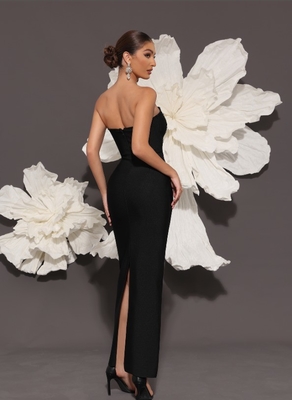 SB3425 Summer Women's Sleeveless Long Strapless Rhinestone Bandage Dress Straight Knife Skirt Customizable Logo Design