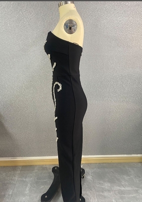 SB3425 Summer Women's Sleeveless Long Strapless Rhinestone Bandage Dress Straight Knife Skirt Customizable Logo Design