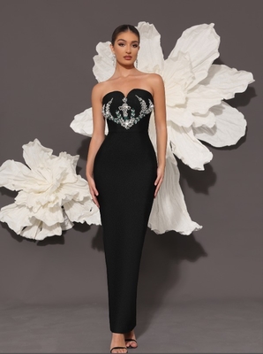 Breathable Kimshein Strapless Rhinestone Bandage Dress SB3426 for a Fashionable and Comfortable Look