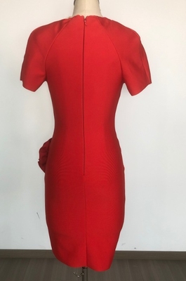 SB3422 Elegant Party Bandage Dress Women's Sexy Red Mini Tight Dress with Short Sleeves and Square Neckline