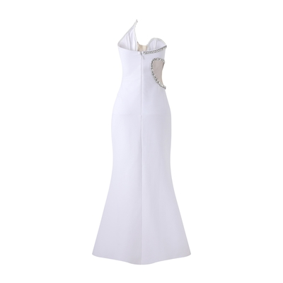 Sleeveless Off-Shoulder Bandage Dress with Sheer Mesh and Crystal Embellishments 200 Ready Pieces Custom Logo Position