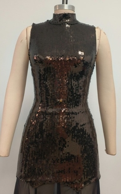 Polyester Material SB3416 Kimshein Women's Fashion High Neck Sequin Dress Sexy Mesh Evening Dress for Nightclub Clothing
