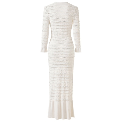 Button-Decorated KD2362 Kimshein Luxury Dress for Women's Party and Fashionable Knitted Straight Cut Dress in Pure Color