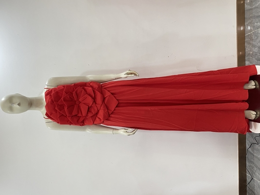 340g Weight Satin Fabric Sexy Red Floor-Length Sleeveless Backless Dress for Sexy and Fashionable Club