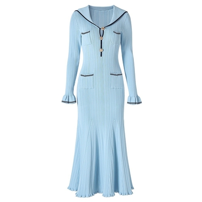 KD2361 Women's Knitted Long Sleeve Maxi Fashion Dress Tight-Fitting Clothing with Customizable Logo/Graphic Technology