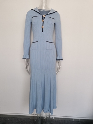 KD2361 Women's Knitted Long Sleeve Maxi Fashion Dress Tight-Fitting Clothing with Customizable Logo/Graphic Technology