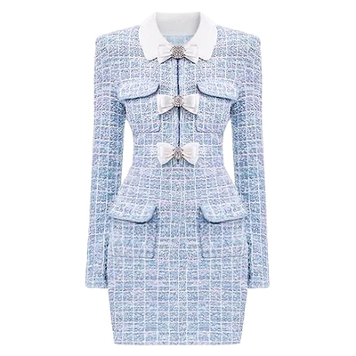 Kimshein LS2641 Fashion Mini Dress for Women Plaid Knit Tight-Fitting Dress Chest Pad Not Included Kimshein