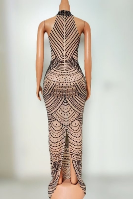 All Seasons AD2525 Luxury Women's Fashion Diamond Sleeveless Fringe Elegant Evening Dress for Women Long Prom Dress Stock/