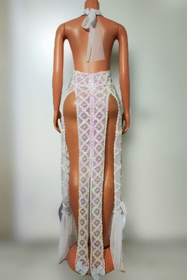 AD2505 Sexy Evening Dress for Women Perfect for Nightclub and Party Featuring Slit Sequins Pearls and Dance Floor Dress