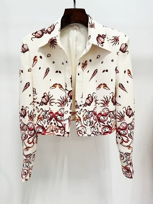 SR2388 Kimshein Club Wear Three-Piece Set for Women Elegant Floral Print Suit Jacket and Full Sleeve Long Pants